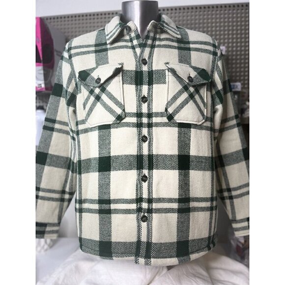 J Crew Men’s Shirt-jacket Sherpa Lining Large NWT Green Plaid Shacket - Picture 2 of 10